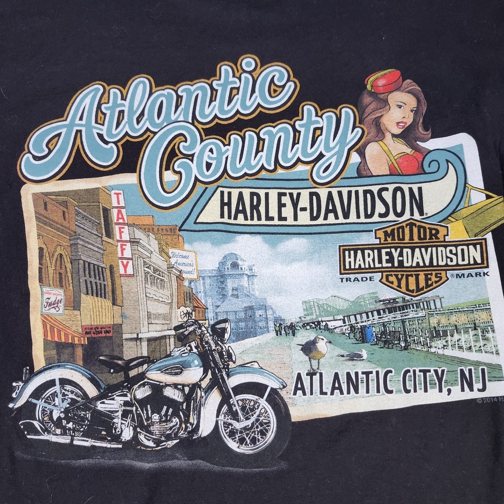 Vintage Harley Davidson Hanes Tshirt Atlantic City Made in USA pocket XL - Picture 11 of 12